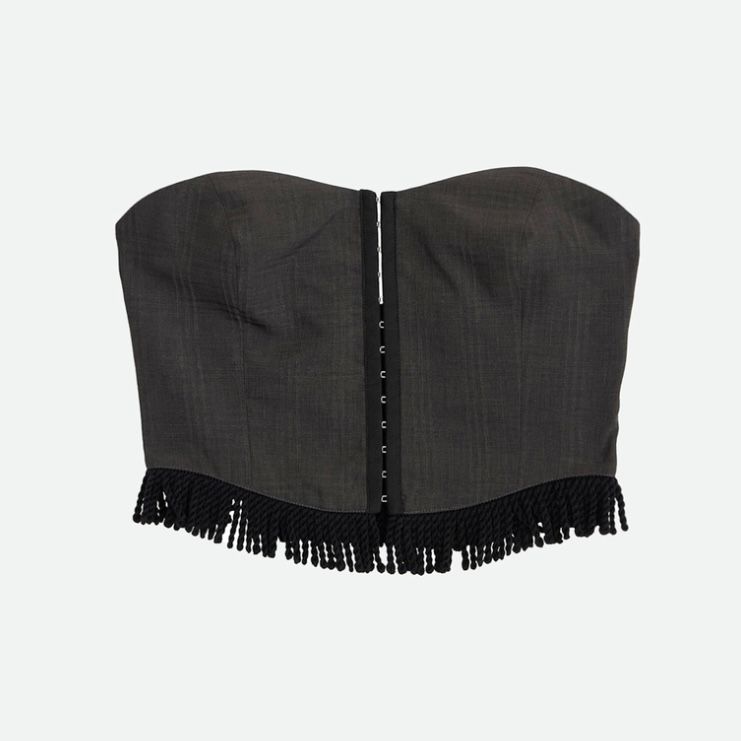 【残り一点】Check Fringe Bare Bustier