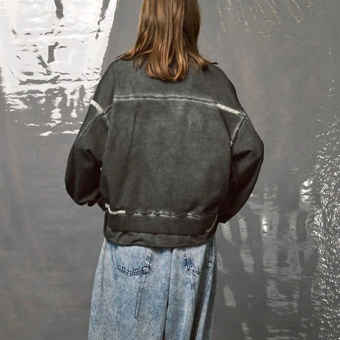 【残り一点】Heavy-Weight Sweat Embroidery Damage Over-Dye Crew Neck Pullover