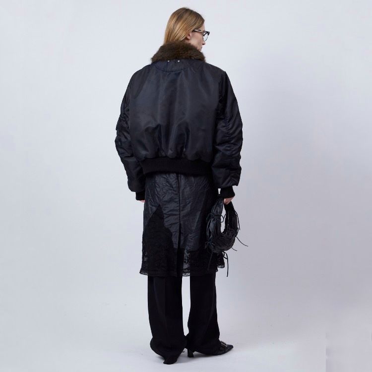【残り一点】Fur Collar Leather Patch MA-1 Bomber