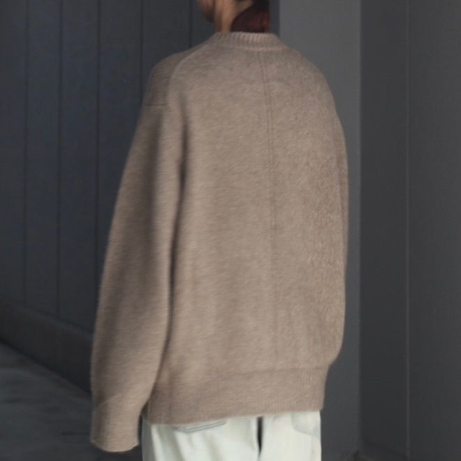 【残り一点】Cashmere/Sable Tweed Knit Crew Neck LS