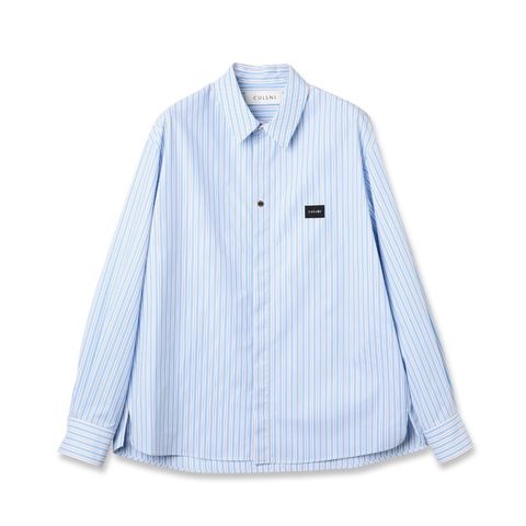 【残り一点】Stripe Front Fly Embroidery Patch Shirt