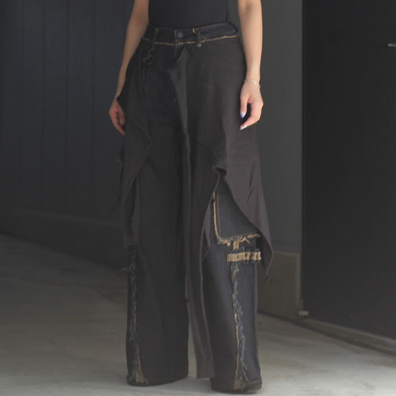 【残り一点】Slash Seam Twist Cargo Jeans with Wrapped(COALMINE RIGID)