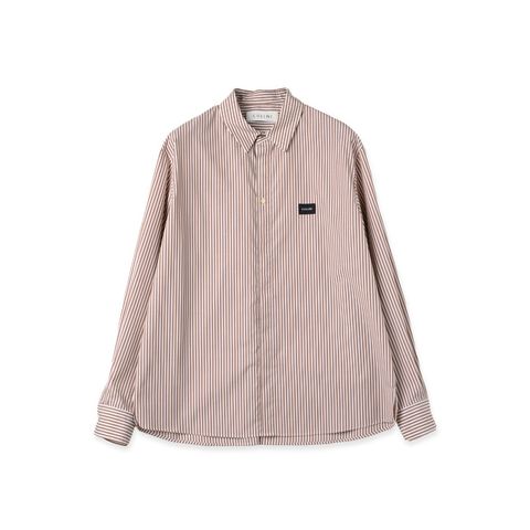 【残り一点】High Count Broad Embroidery Patch Stripe Shirt