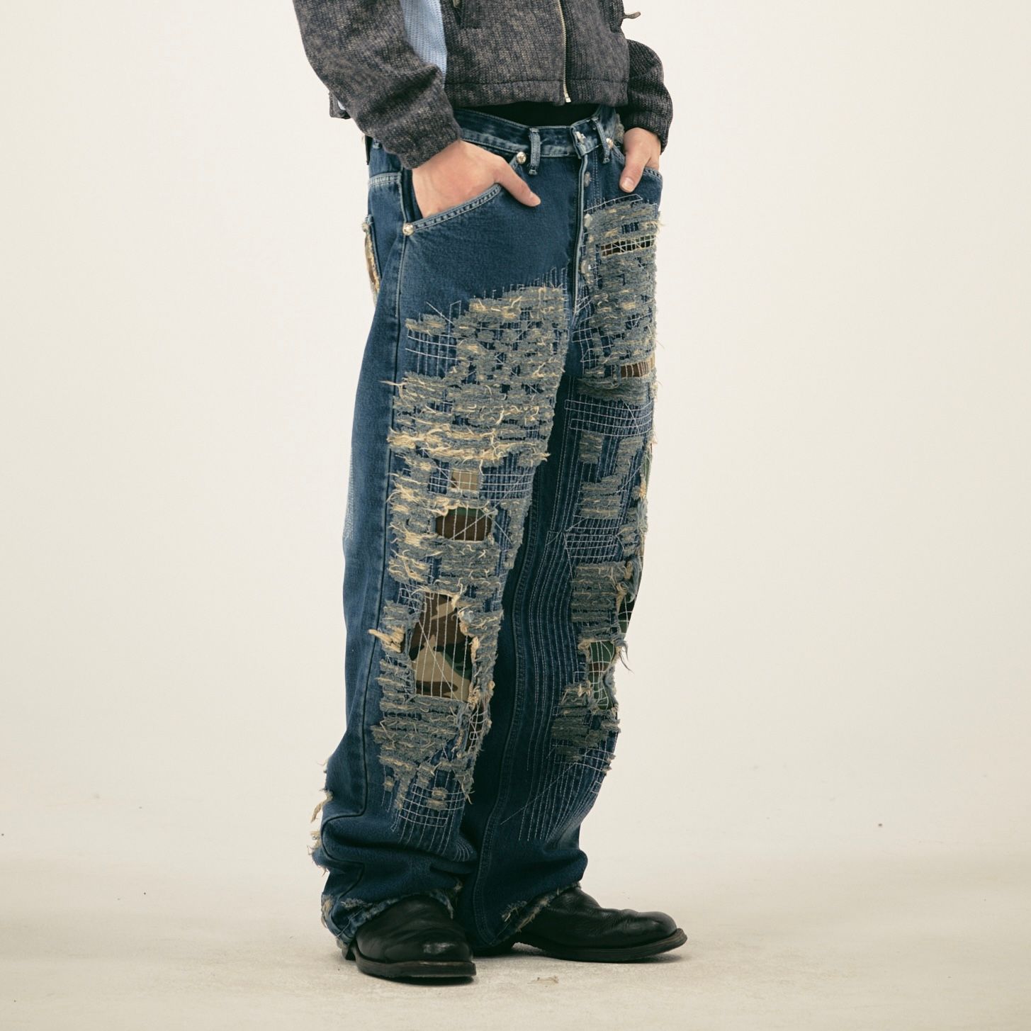 【残り一点】Vintage-Stitched Camo Denim Pants