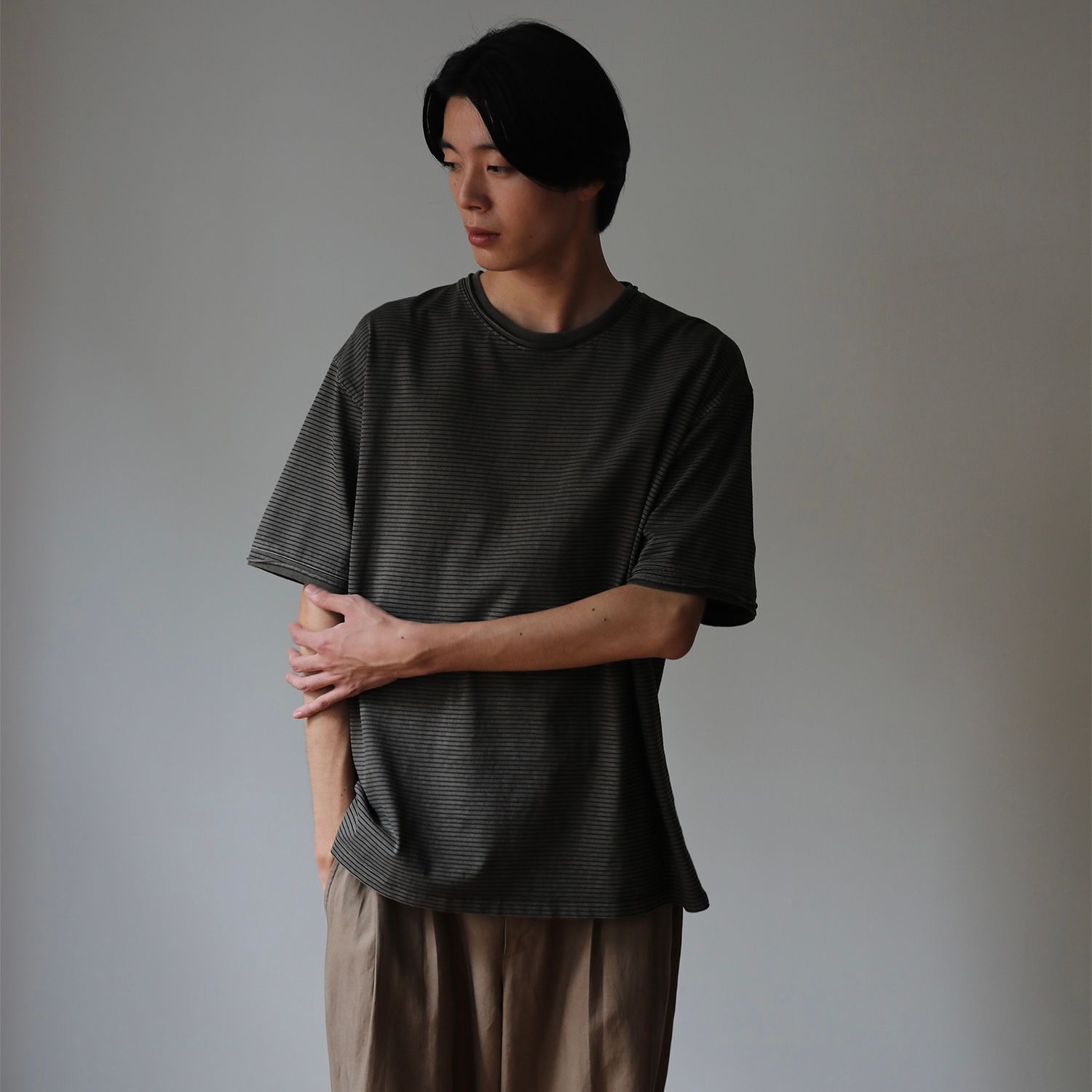 【残り一点】Dyed Raw-Edge Stripe Tee