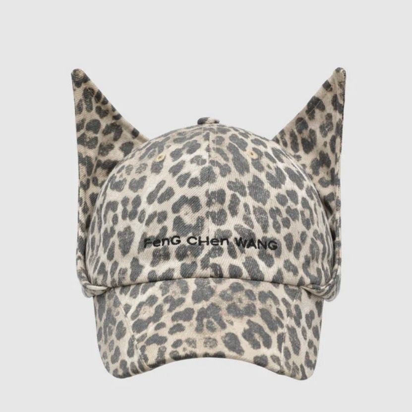 【残り一点】Leopard Washed Denim Cat Earflap Baseball Cap
