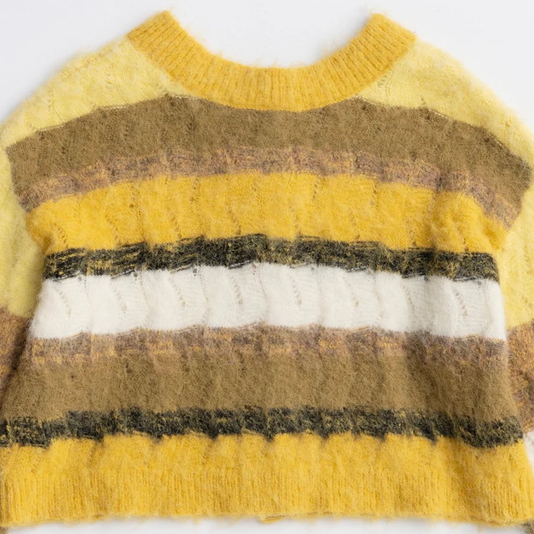 【残り一点】2way Neck Multi Border Knit Tops