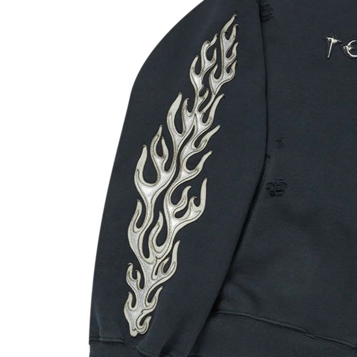 【残り一点】Leather Flame Hooded Zip Up