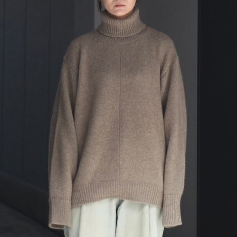 【残り一点】Cashmere/Sable Tweed Knit Turtle Neck LS