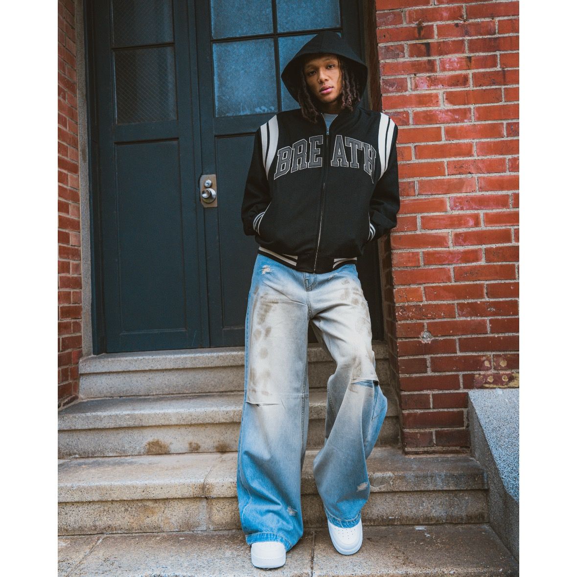 【残り一点】Arch Logo Hooded Versity Jacket