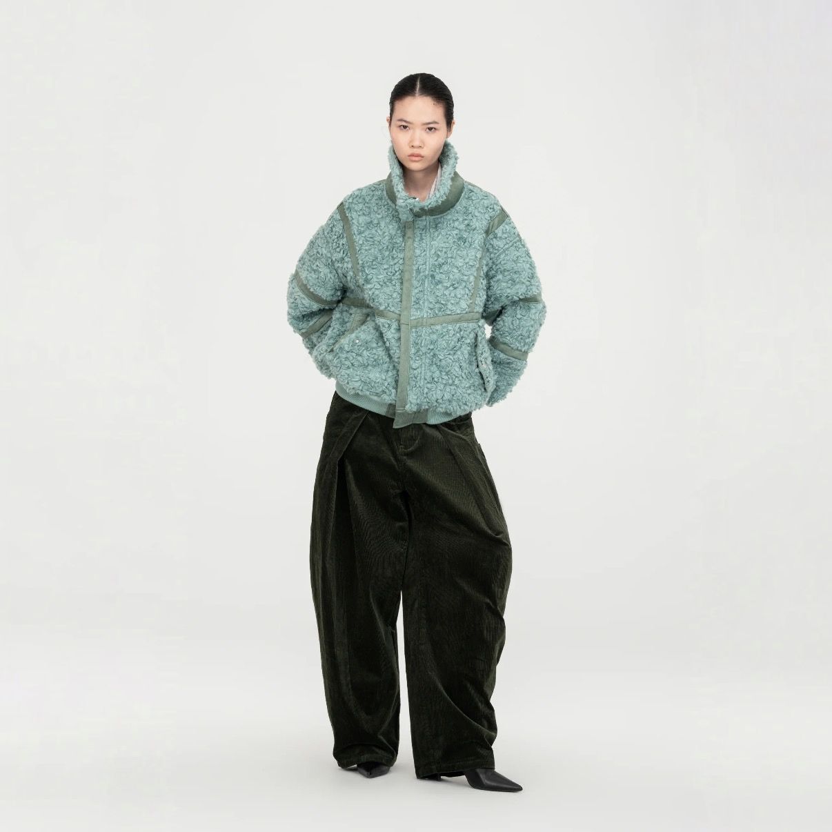 【残り一点】Green Washed Corduroy Deconstructed Pants