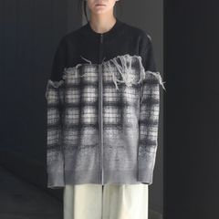 【残り一点】Black And Grey Plaid Gradient Sweatshirt