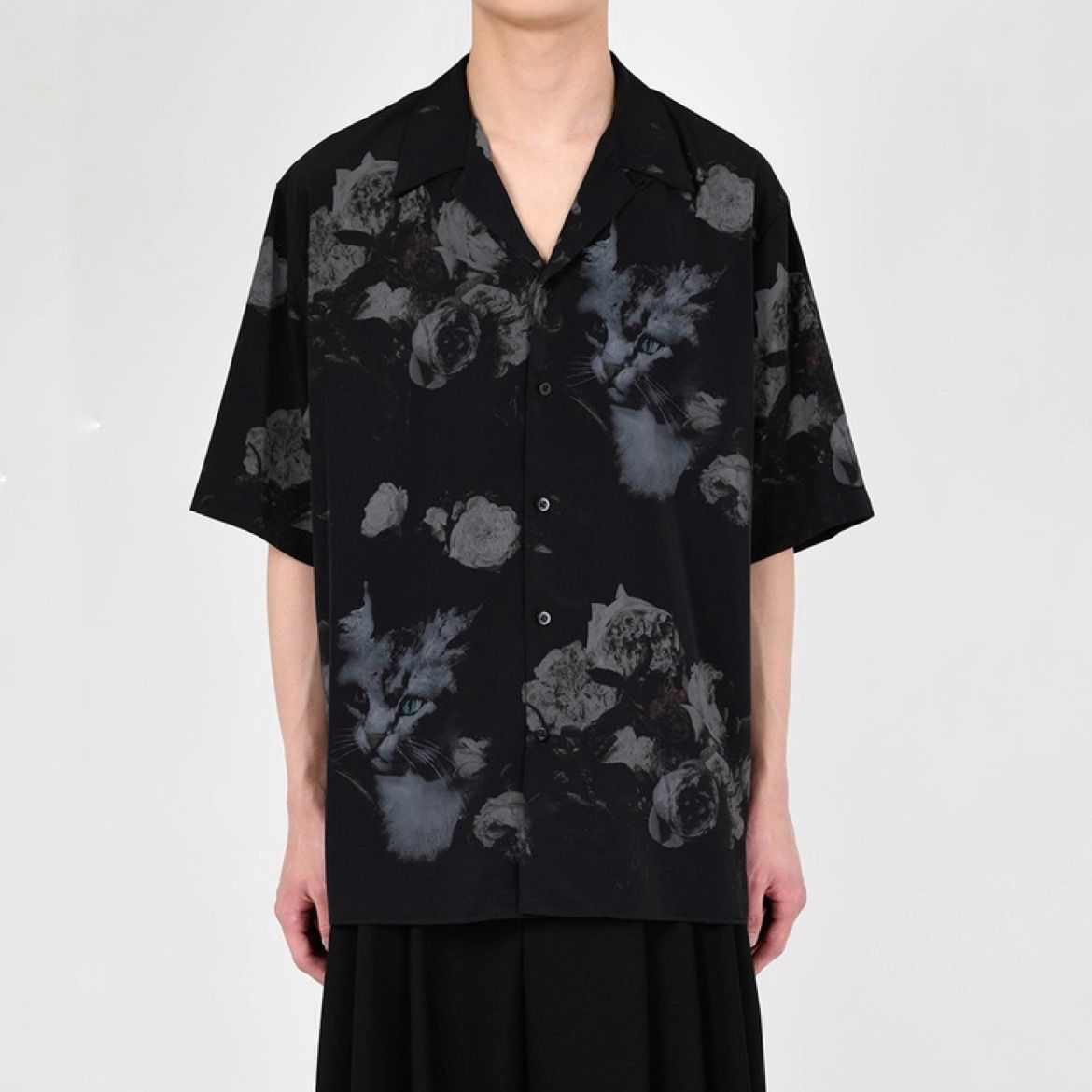 LAD MUSICIAN - 【残り一点】Dechine Rose+Cat O/C SS Shirt LAD MUSICIAN - 【残り一点】Dechine Rose+Cat O/C SS Shirt