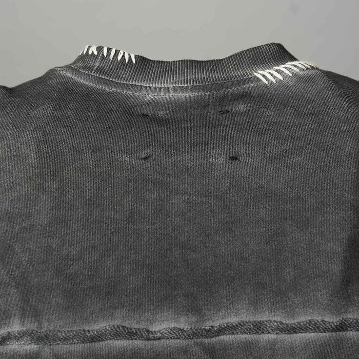 【残り一点】Heavy-Weight Sweat Embroidery Damage Over-Dye Crew Neck Pullover