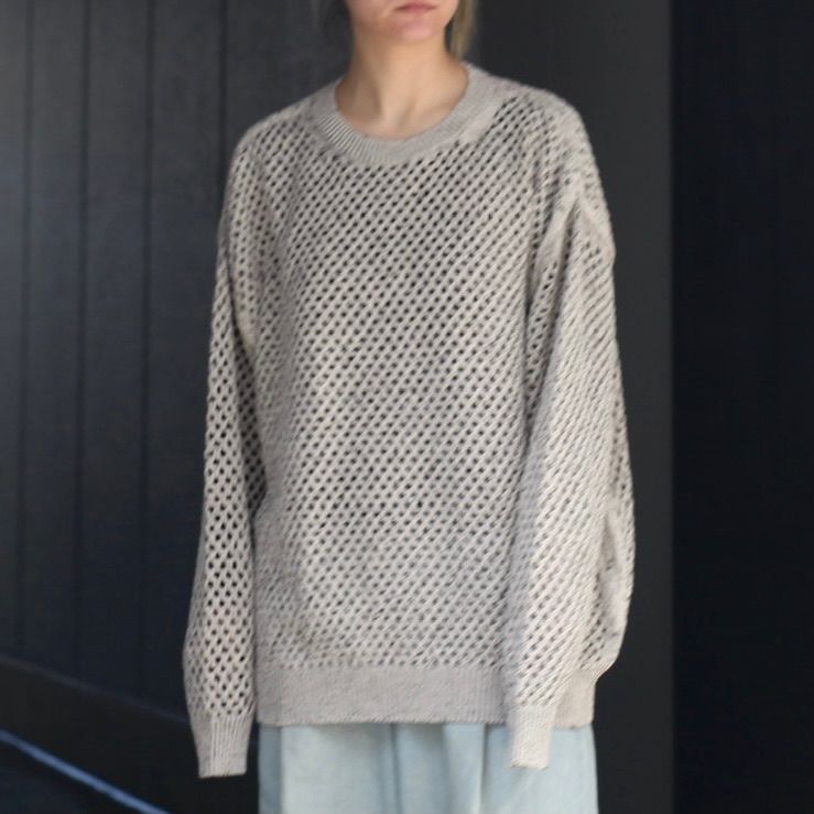 Cheap >yoke large meshed crew neck rib knit big sale - OFF 69%