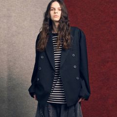 【残り一点】48/2 4Colors Chambray Wool Prime-Over Double Jacket
