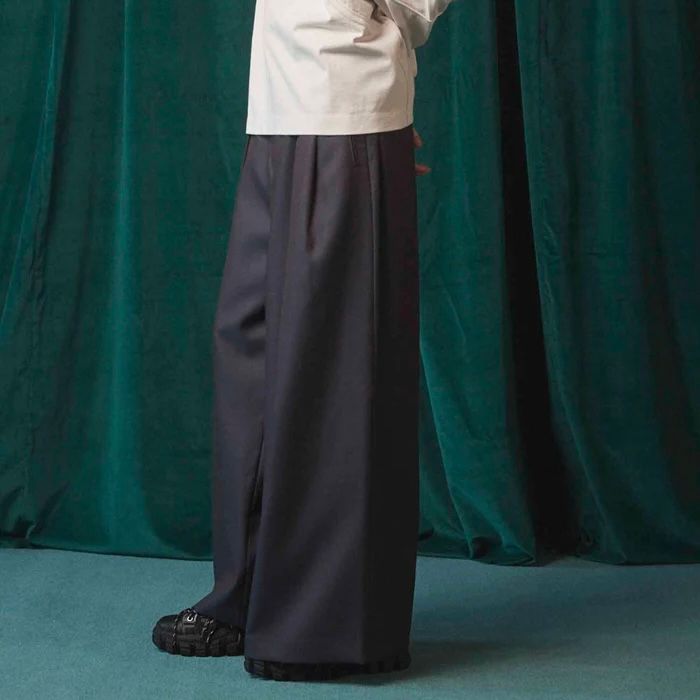 【残り一点】72/2 4Colors Chambray Wool Baggy Wide Pants