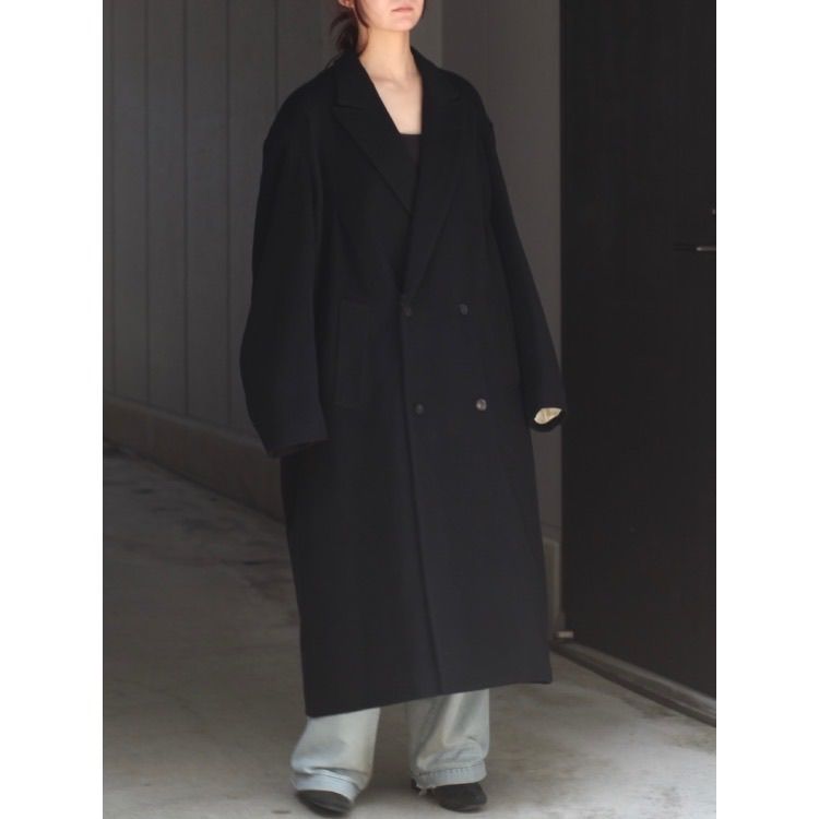 【残り一点】Draped Dart Wool Cashmere Chesterfield Coat