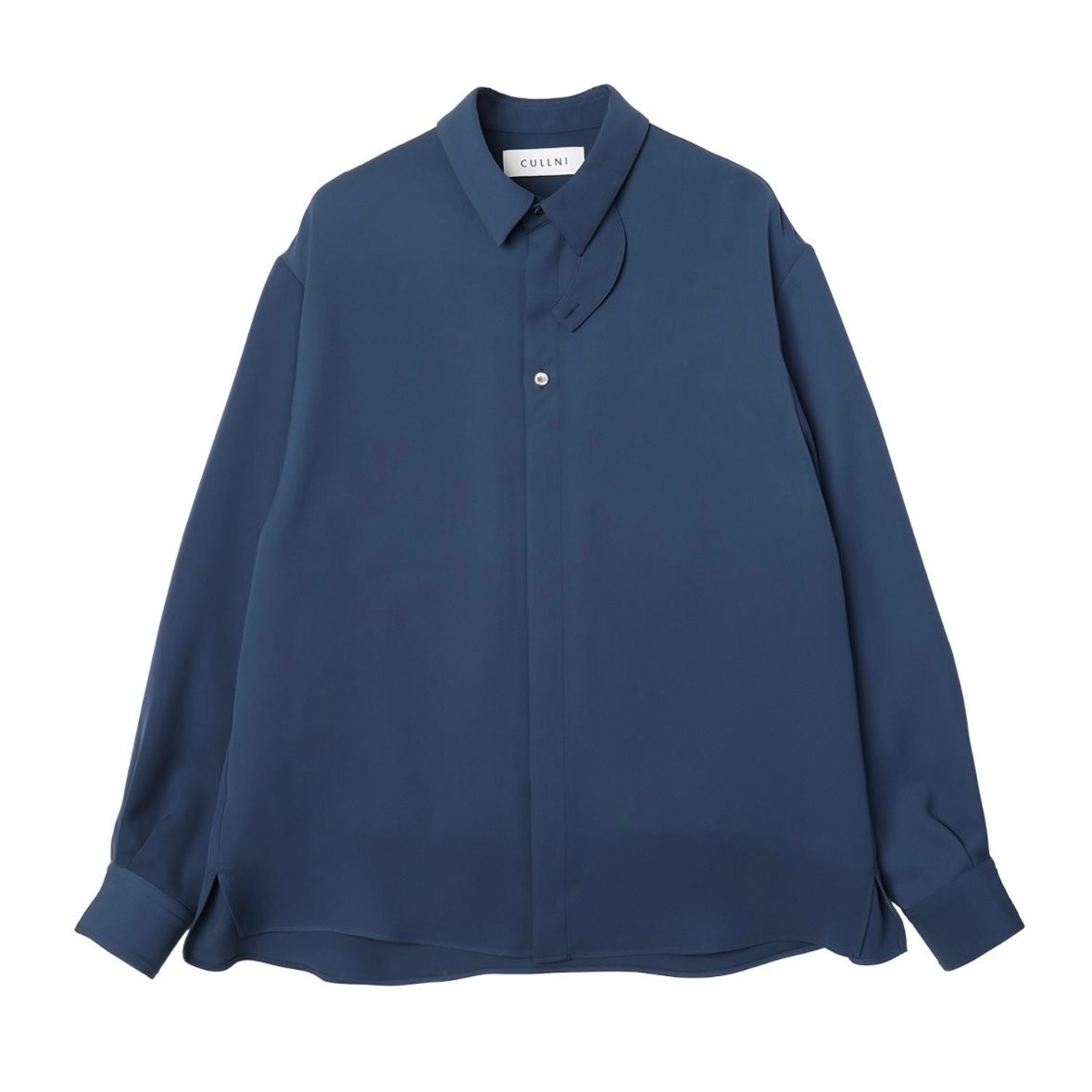 【残り一点】Double Satin Minimal Chin Tab Long Sleeve Shirt