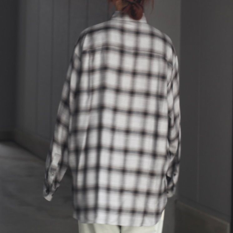 【再販売通知受付可能】Rayon/Lyocell Check Oversized Down Pat Shirt