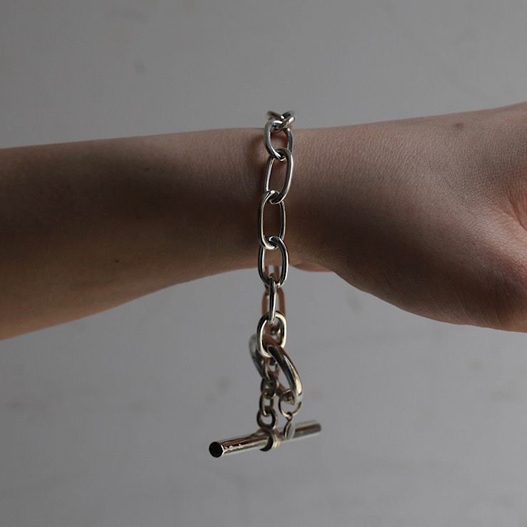 【残り一点】Oval Link T-Bar Bracelet(WHITE)