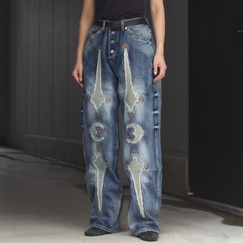 【残り一点】TC Bone Leather Denim Pants