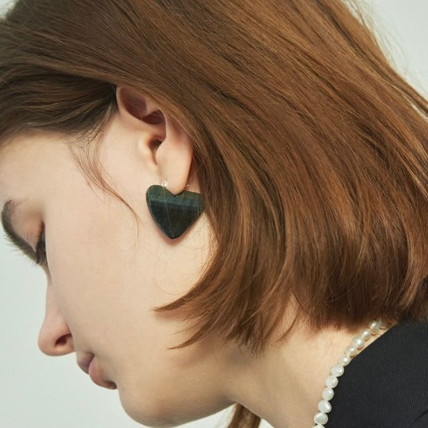 【残り一点】How Raw Heart Plate Earrings(両耳用）