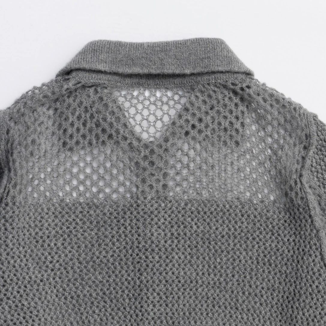【残り一点】Tulle Shirt Layered Polo Knit Cardigan