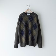 【残りわずか】Fine Wool Argyle Knit Crew Neck LS