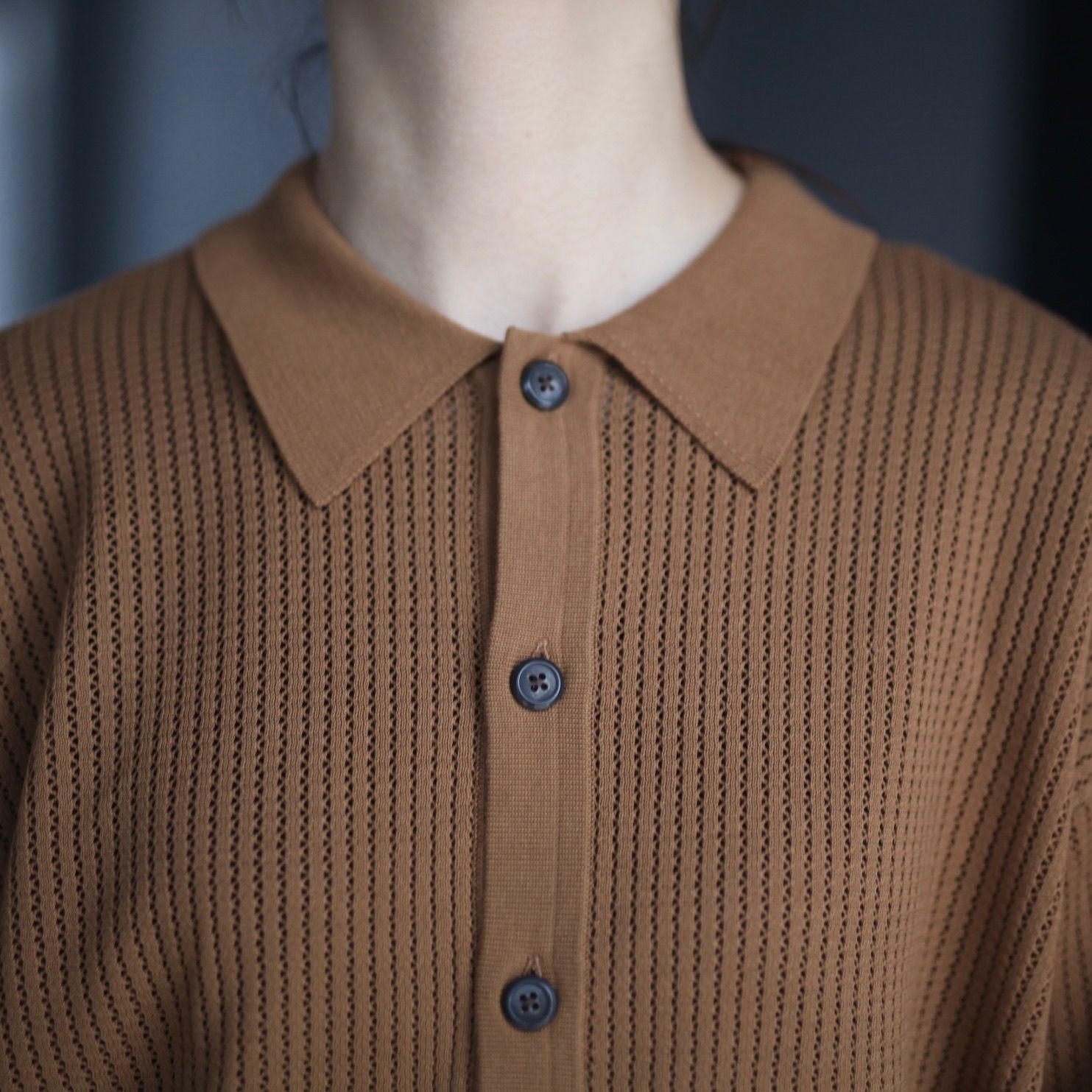 crepuscule - 【残り一点】Stripe Mesh Knit Shirt | ACRMTSM