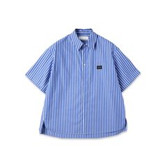 【残り一点】High Count Broad Embroidery Patch Short Sleeve Stripe Shirt
