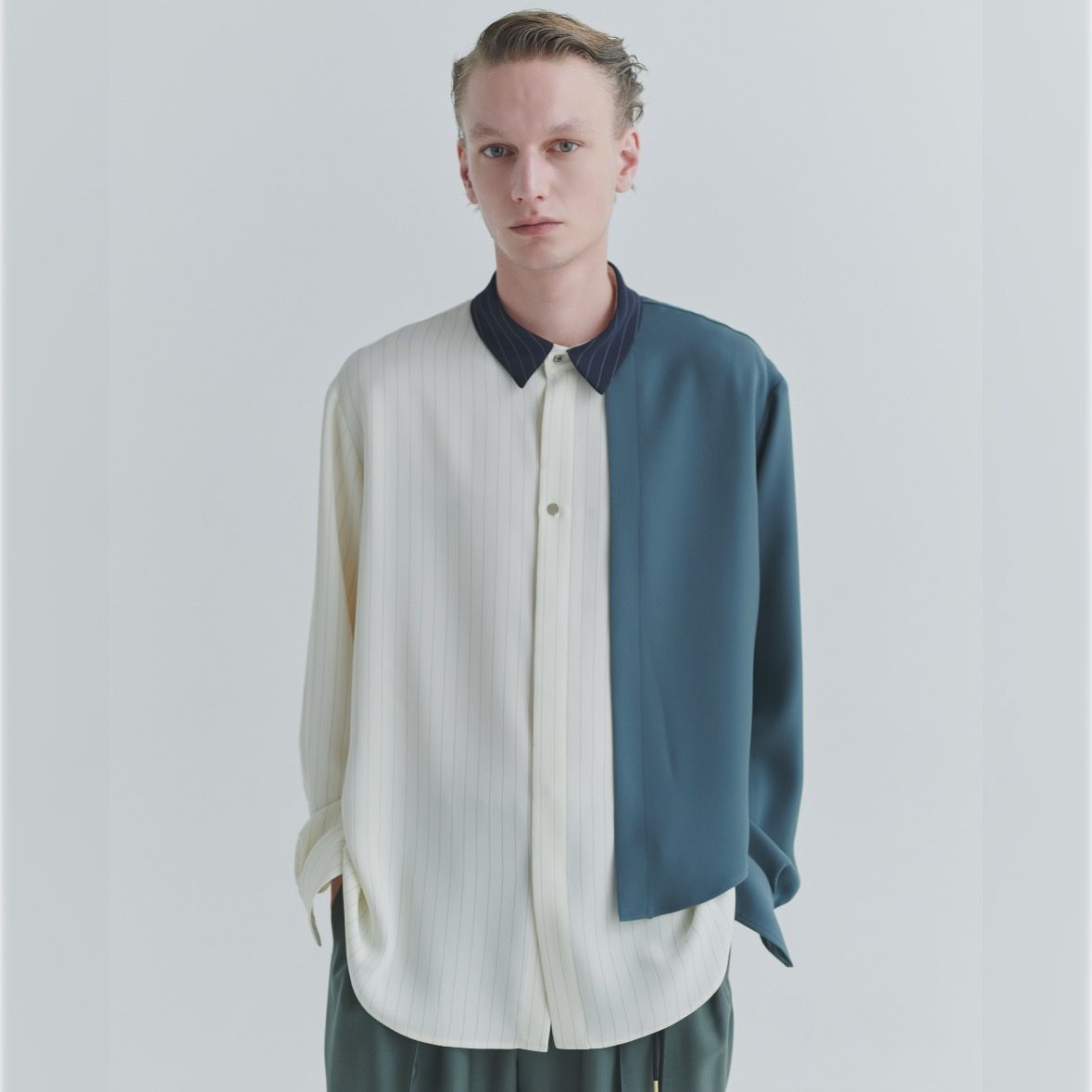 【残り一点】Double Satin Asymmetrical Layered Shirt