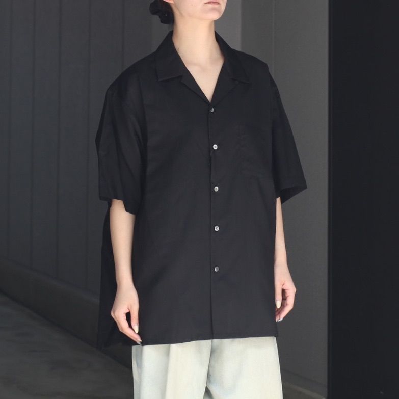 【残りわずか】Silk Cupro Twill Open Collar S/S Shirt