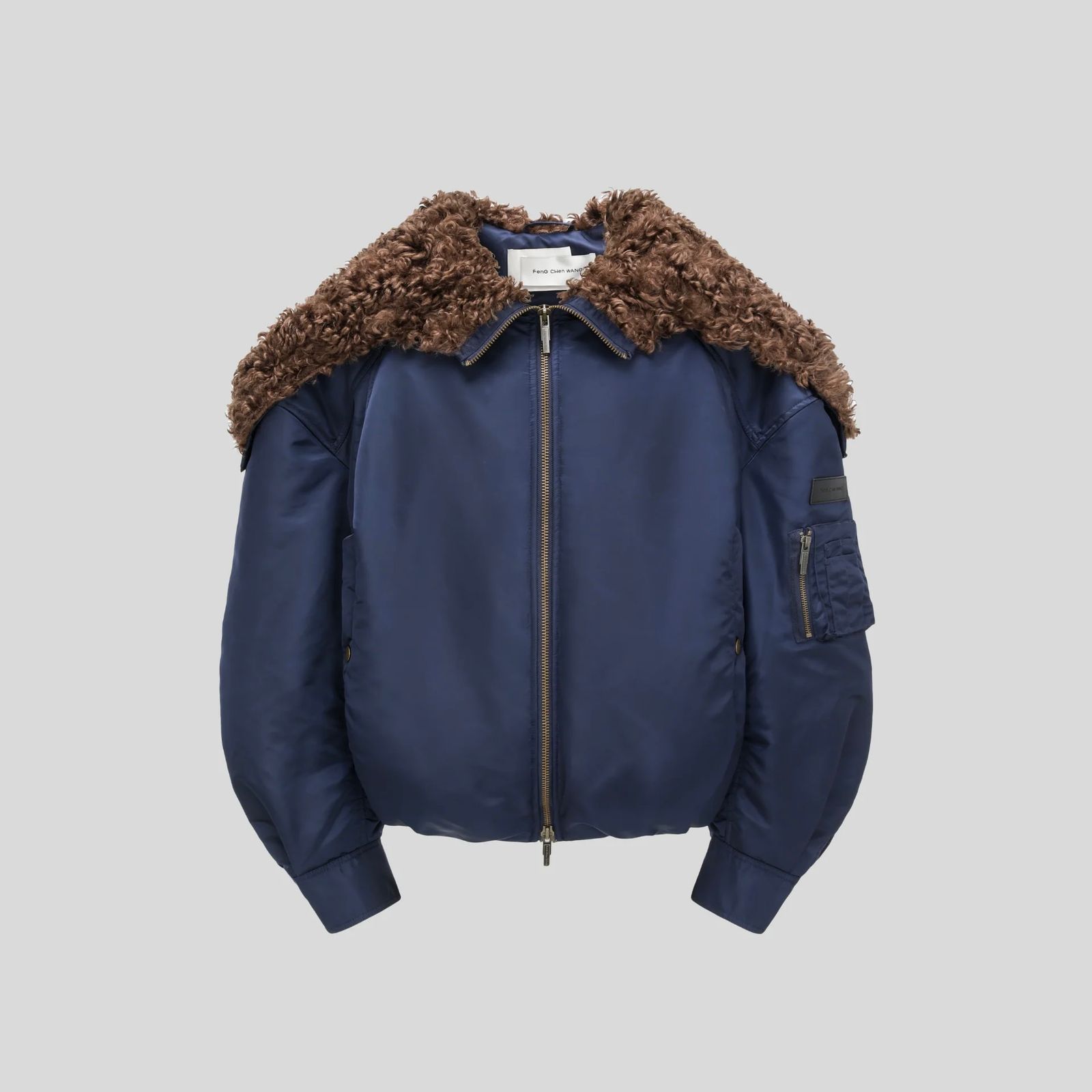 【残り一点】Navy Nylon Jacket with Faux Fur Collar