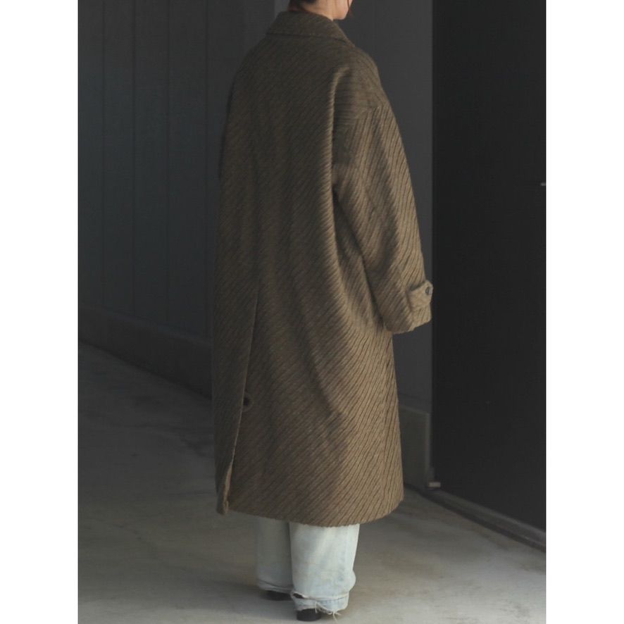 【残り一点】Herringbone Bonding Tweed Big Balmacaan Coat