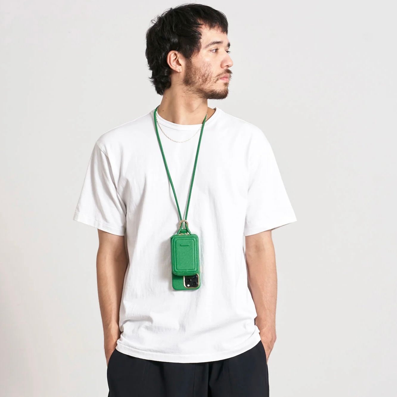 【残り一点】レザーストラップ付マイクロバッグ(JOLLY GREEN)
