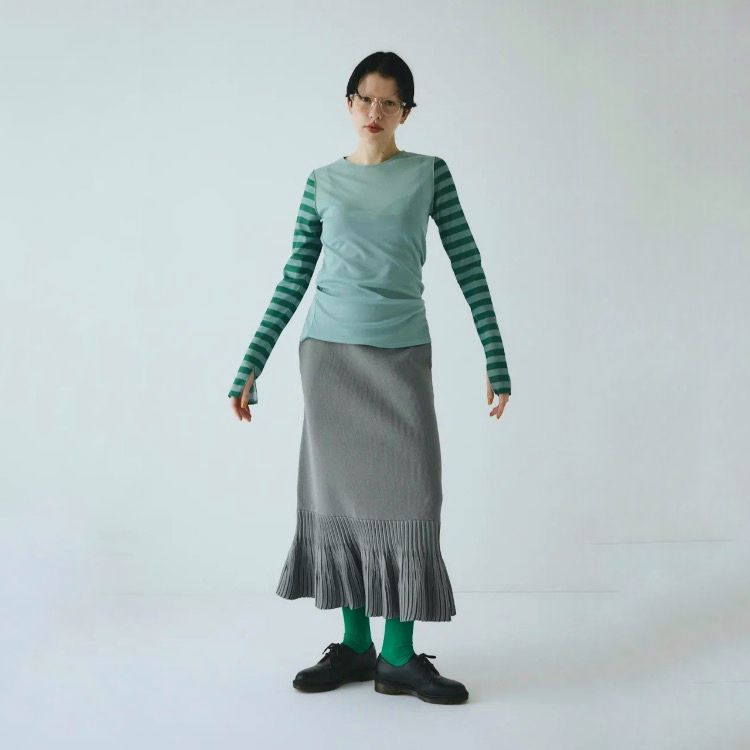 【残り一点】Border Sleeve Mesh Inner Tops