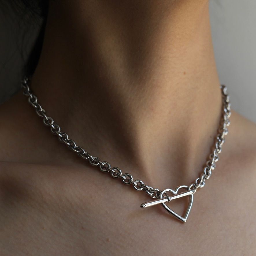 BASICKS - 【残りわずか】Heart Necklace_Small Link(SILVER