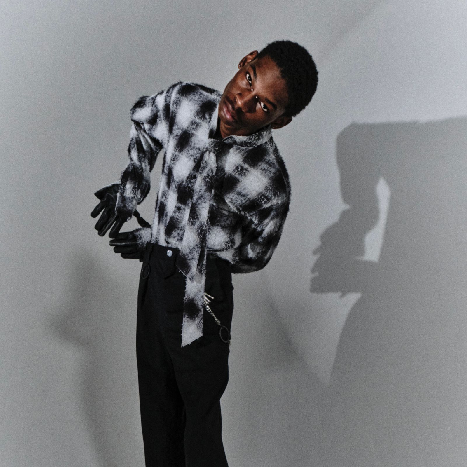 【残り一点】Shaggy Ombre Ribbon Shirt(DRUNK)