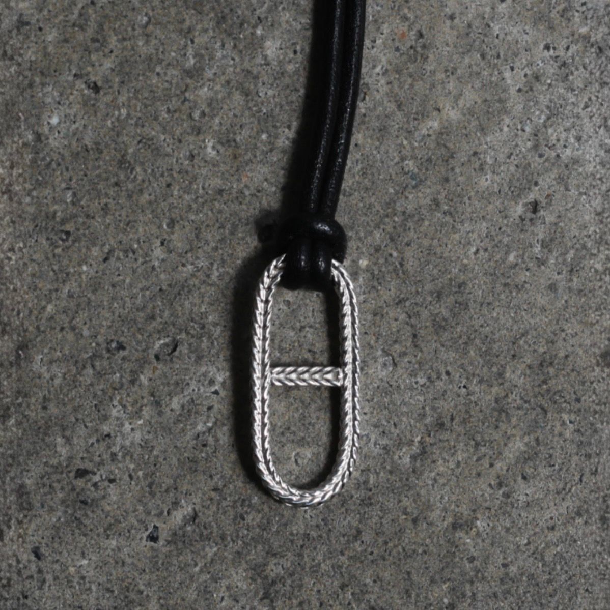 【残り一点】Rope Anchor Leather Necklace(BLACK LEATHER×SILVER)