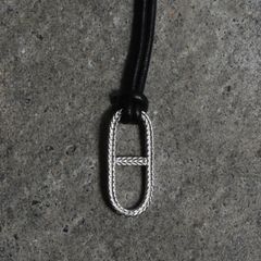 【残り一点】Rope Anchor Leather Necklace(BLACK LEATHER×SILVER)