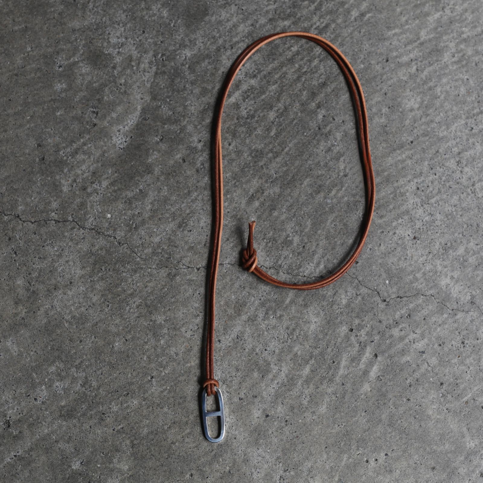 【残り一点】Flat Anchor Leather Necklace(BROWN LEATHER×SILVER)