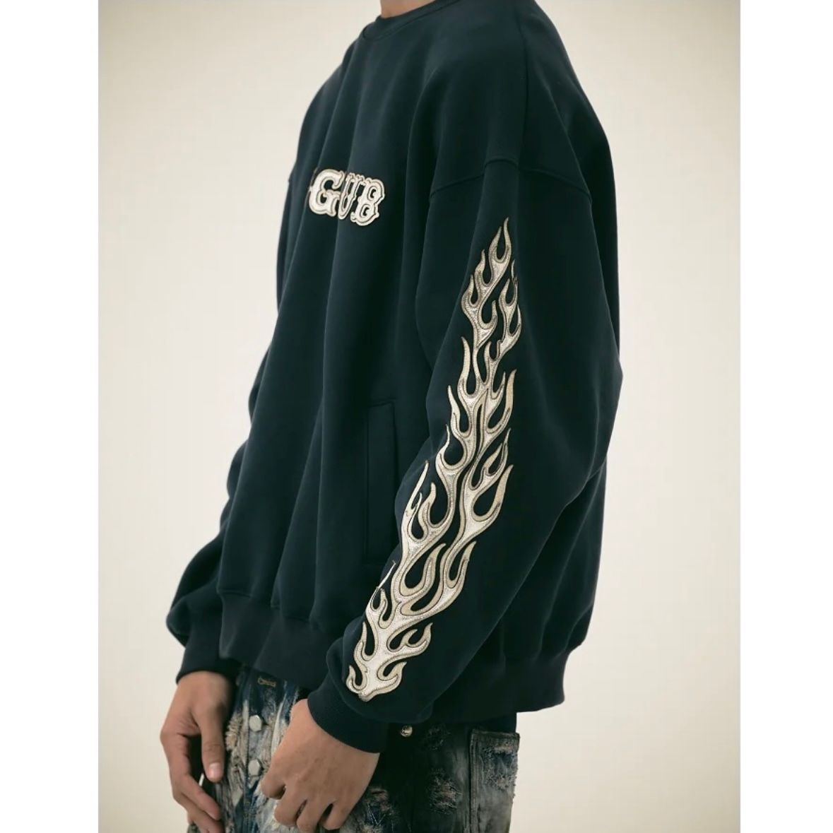 【残り一点】Leather Flame Sweatshirt