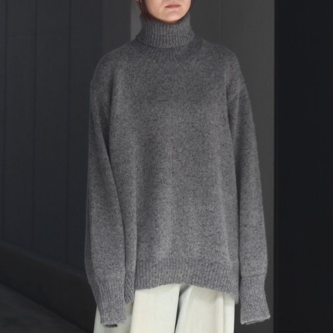 【残り一点】Cashmere/Sable Tweed Knit Turtle Neck LS