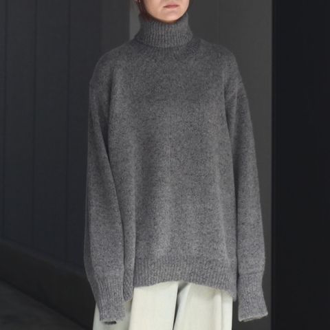 【残り一点】Cashmere/Sable Tweed Knit Turtle Neck LS