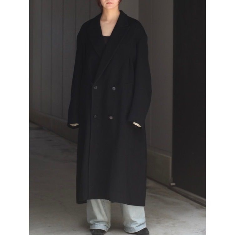 【残り一点】Draped Dart Wool Cashmere Chesterfield Coat