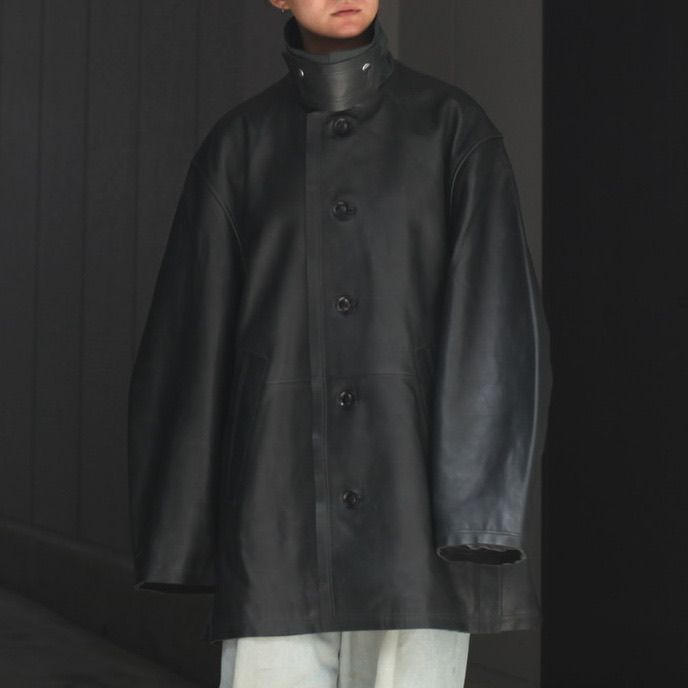 【残りわずか】Cut-Off Leather Car Coat(DEEP GREEN)