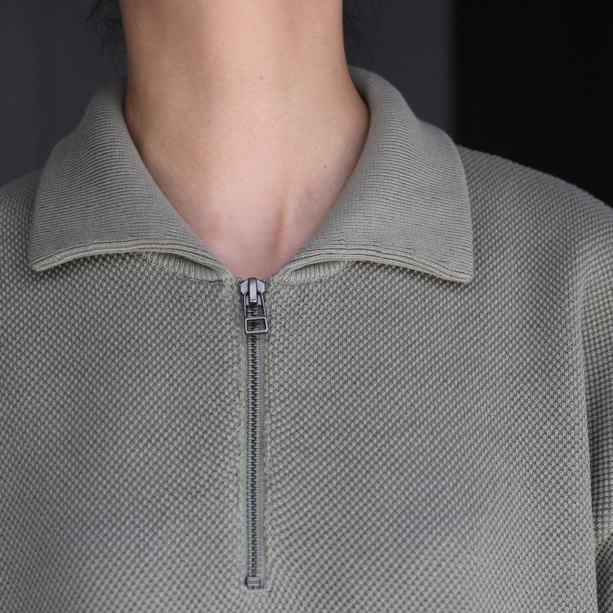 crepuscule - 【残りわずか】Moss Stitch Half Zip Polo | ACRMTSM