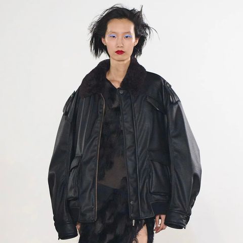 【残り一点】Oversized PU Jacket with Faux Fur Collar