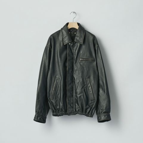 【再販売通知受付可能】Cow Leather Vintage Zip Jacket